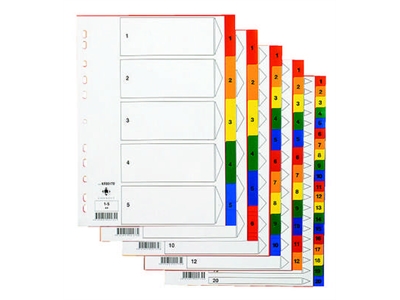 Hakemisto Q-ConnectA4 1-5 PP värillinen - Hakemistot, rekisterit - 218140 - 1