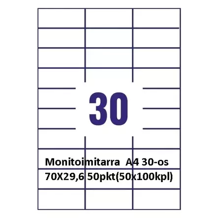 Monitoimitarra A4 30-os 70X29,6 50pkt(50x100kpl) - Paperitarra-arkit A5, A4 - F22098_50 - 1