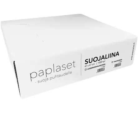 Paplaset Suojaliina Valkoinen kreppi 47x47cm, 1 kpl=1000 liinaa - Suojaliinat, pefletit, kasvopyyhkeet - 11300 - 1