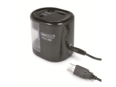 Teroitin USB pöytämalli Rapesco 2- reikäinen musta - Kynät, teroittimet, pyyhekumit - 256120 - 1