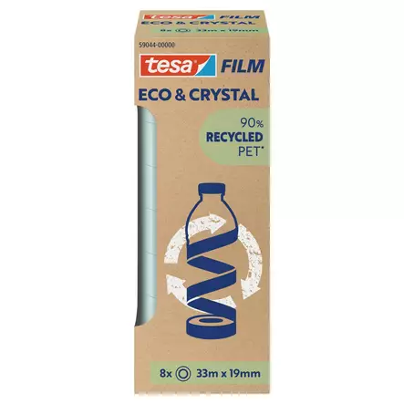 Tesafilm Eco Premium teippi 19 mm x 33 m, kirkas, 1 kpl=8 rullaa - Huomio- ja pakkausteipit - 59044-00000-00 - 1