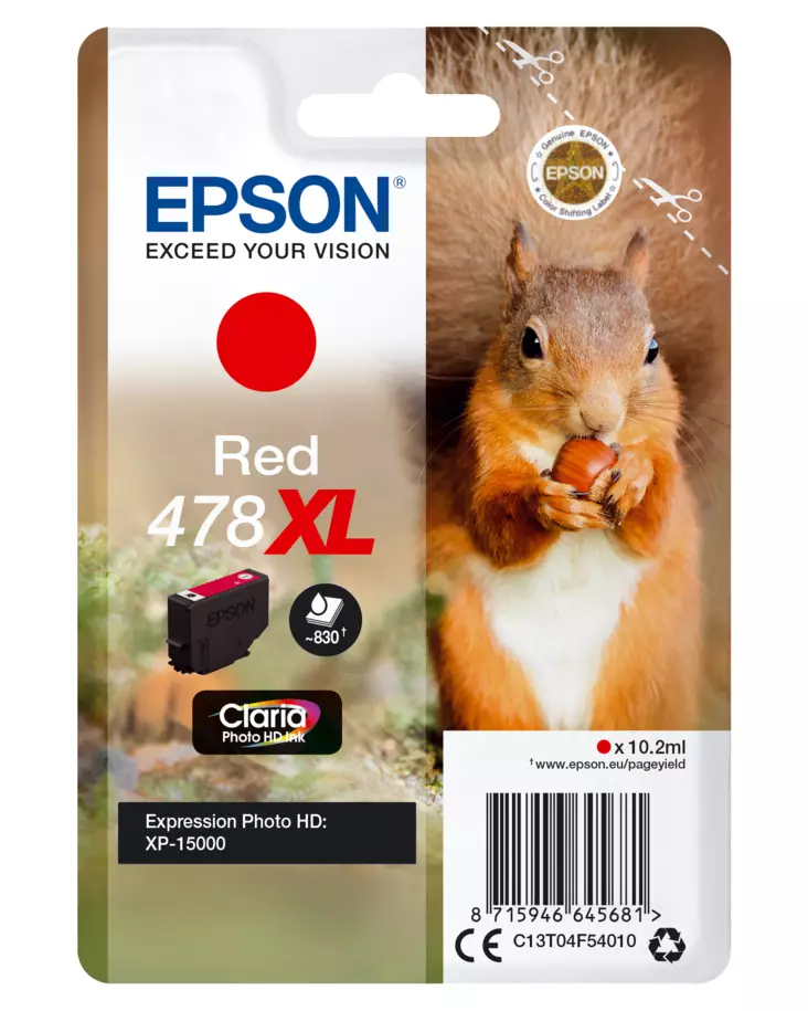 478XL Red Claria Photo HD Ink - Epson mustesuihkupatruunat - C13T04F54010 - 1