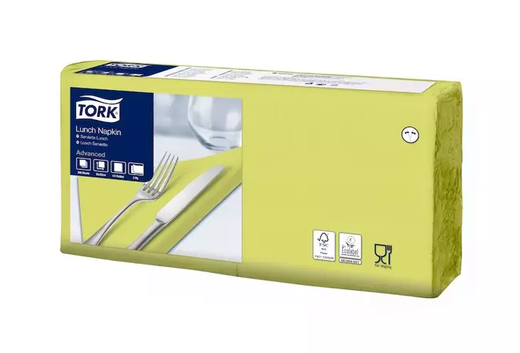 Lautasliina Tork 33x33cm 2-krs lime/200kpl - Lautasliinat, Servetit - 477840 - 1