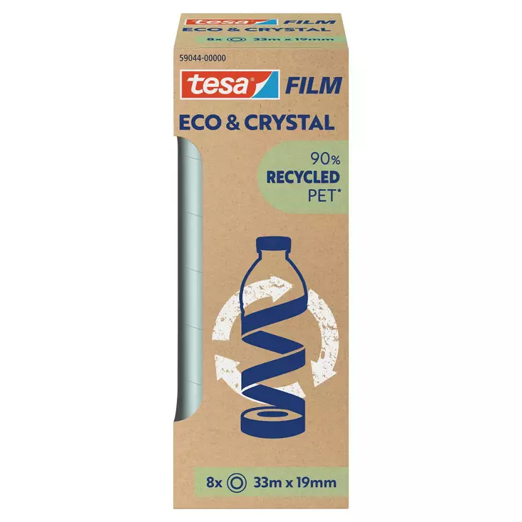 Tesafilm Eco Premium teippi 19 mm x 33 m, kirkas, 1 kpl=8 rullaa - Huomio- ja pakkausteipit - 59044-00000-00 - 1