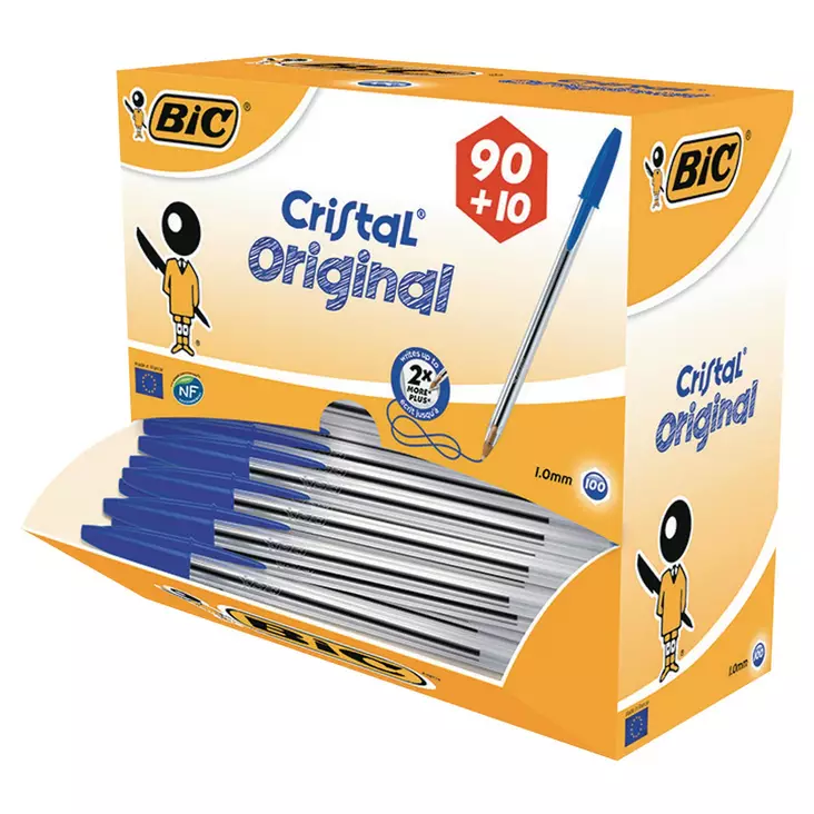 Bic Cristal kuulakärkikynä korkilla 0,32mm sininen, 1 pkt=100 kynää - Kuivamustekynät - 942910 - 1