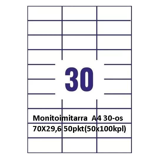 Monitoimitarra A4 30-os 70X29,6 50pkt(50x100kpl) - Paperitarra-arkit A5, A4 - F22098_50 - 1