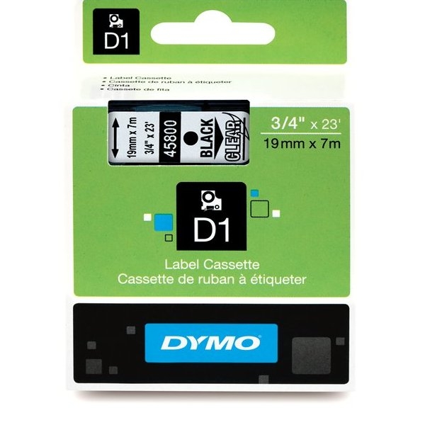 Dymo 19mm kir/musta tarrakasetti - Dymo tarrakirjoittimet ja tarrateipit - 45800 - 1