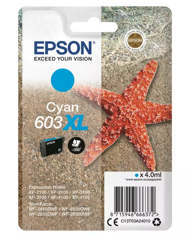 Epson 603XL Cyan Ink Cartridge - Epson mustesuihkupatruunat - T03A24010 - 1