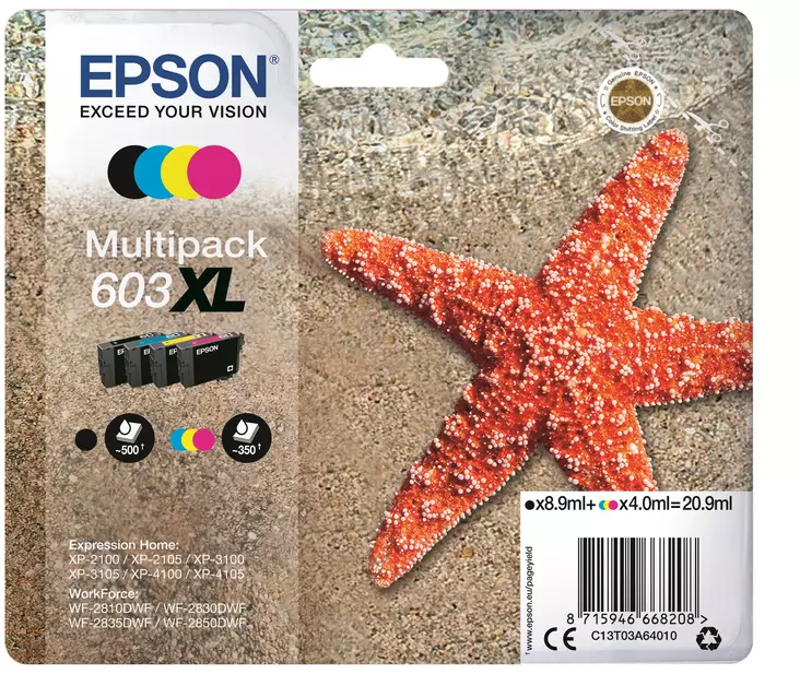 Epson 603XL Multipack B/C/M/Y - Epson mustesuihkupatruunat - T03A64010 - 1