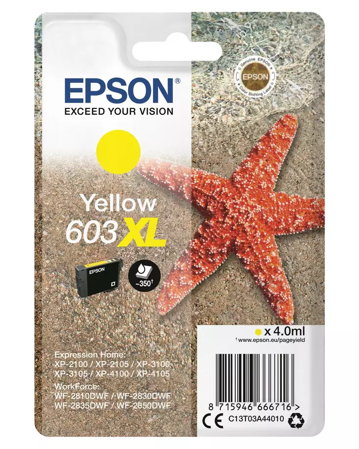 Epson 603XL Yellow Ink Cartridge - Epson mustesuihkupatruunat - T03A44010 - 1
