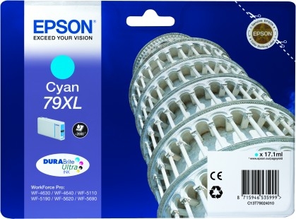 Epson CYAN 79XL DURABRITE ULTRA INK 17.1ml 2000sivua - Epson mustesuihkupatruunat - T79024010 - 1