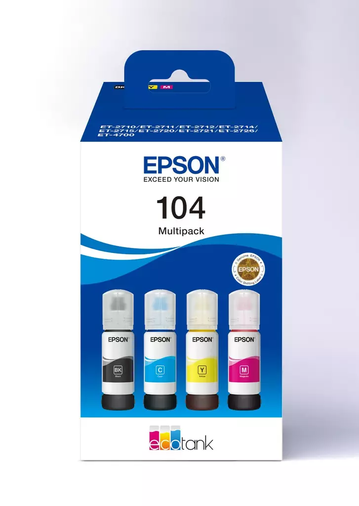 Epson T104 EcoTank 4-colour Multipack - Epson mustesuihkupatruunat - C13T00P640 - 1