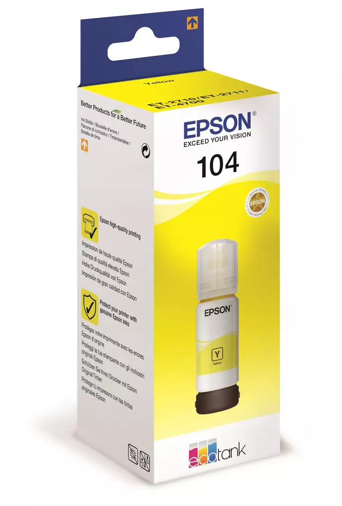 Epson EcoTank T104 Pigment Yellow 70ml - Epson mustesuihkupatruunat - T00P440 - 1