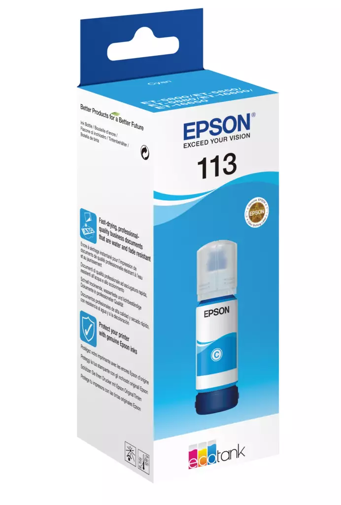Epson EcoTank T113 Pigment Cyan 70ml - Epson mustesuihkupatruunat - T06B240 - 1