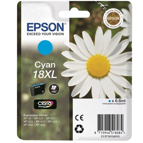 Epson ExHome Cyan XP-30/102/202/205/302/325/402 - Epson mustesuihkupatruunat - T18124010 - 1