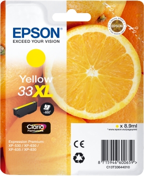 Epson Keltainen 33XL Claria Premium muste - Epson mustesuihkupatruunat - T33644010 - 1