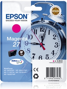 Epson Magenta 27XL DURABRITE ULTRA INK 3.6ml - Epson mustesuihkupatruunat - T27034010 - 1