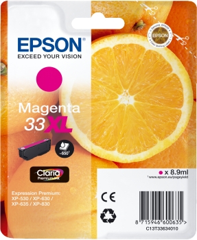 Epson Magenta 33XL Claria Premium muste - Epson mustesuihkupatruunat - T33634010 - 1
