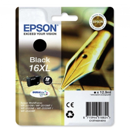Epson musta 16XL DURABrite Ultra mustepatruuna 500s. - Epson mustesuihkupatruunat - T16314010 - 1