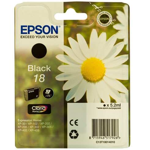 Epson T1801 musta väripatruuna - Epson mustesuihkupatruunat - T18014010 - 1