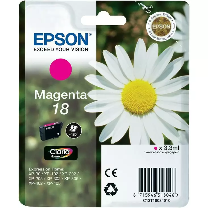 Epson T1803 magenta väripatruuna - Epson mustesuihkupatruunat - T18034010 - 2