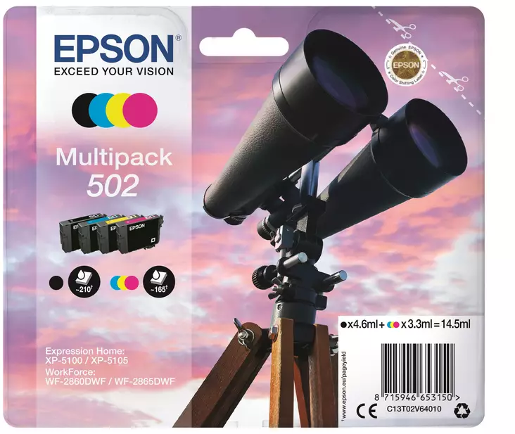 Epson T502 Multipack 4-väri paketti - Epson mustesuihkupatruunat - T02V64010 - 1