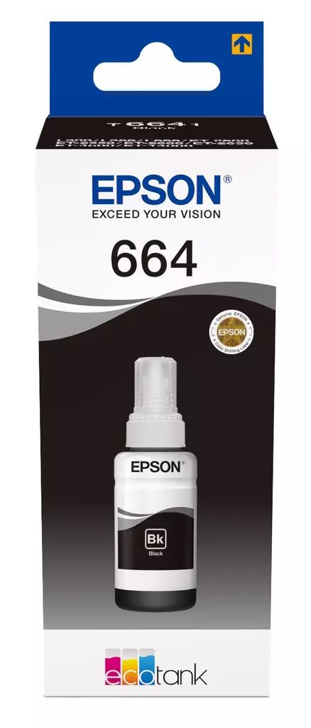 Epson T6641 -mustepullo, musta 70ml - Epson mustesuihkupatruunat - T664140 - 2