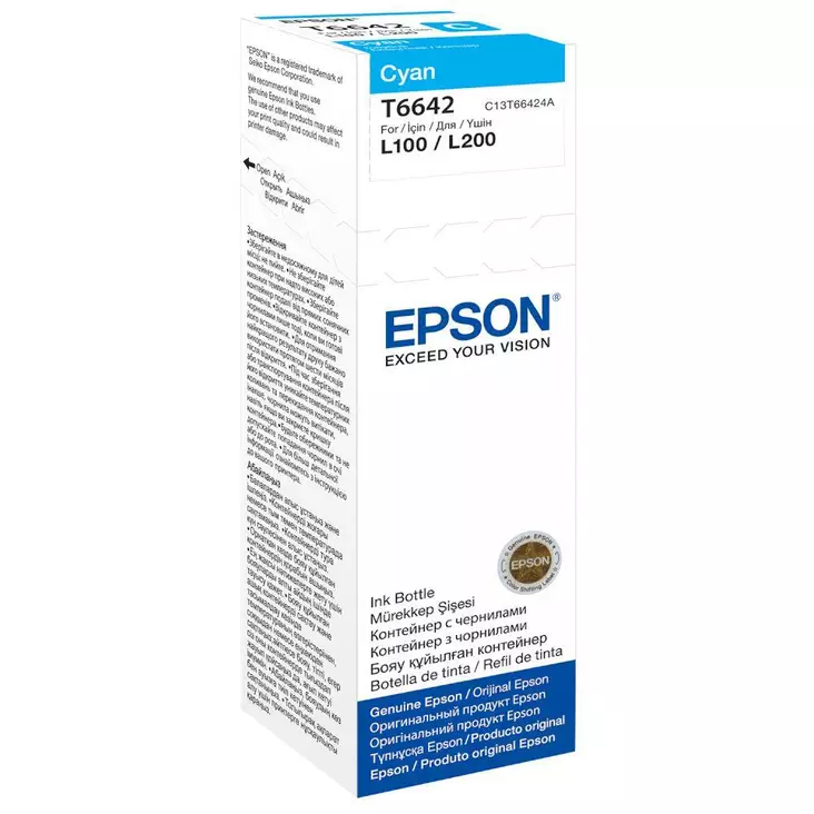 Epson T6642 -mustepullo, syaani 70ml - Epson mustesuihkupatruunat - T664240 - 1