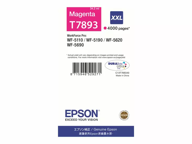 Epson T7893 Magenta 4000 sivua - Epson mustesuihkupatruunat - T789340 - 1