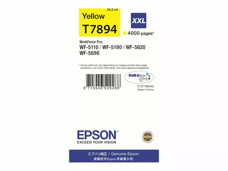 Epson T7894 Keltainen 4000 sivua - Epson mustesuihkupatruunat - T789440 - 1