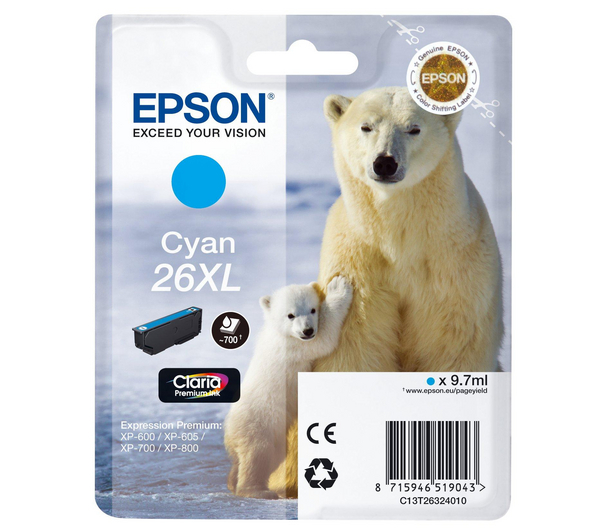 Epson XP510 Cyan XL - Epson mustesuihkupatruunat - T26324010 - 2
