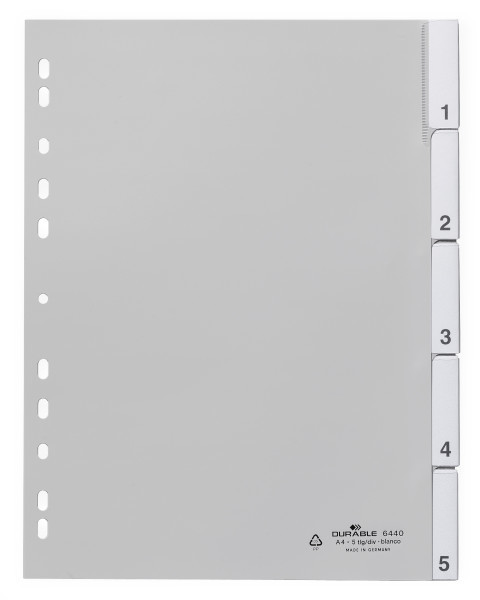 Hakemisto A4 PP 1-5 Harmaa - Hakemistot, rekisterit - 644010 - 1