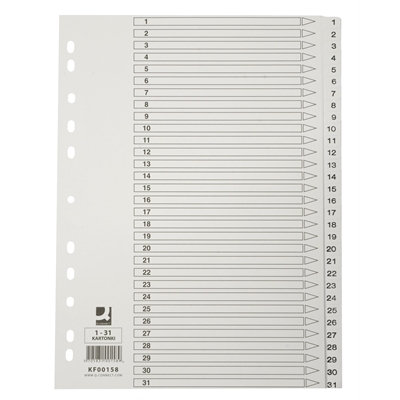 Hakemisto Q-Connect A4 1-31 kartonki valkoinen - Hakemistot, rekisterit - 218120 - 2