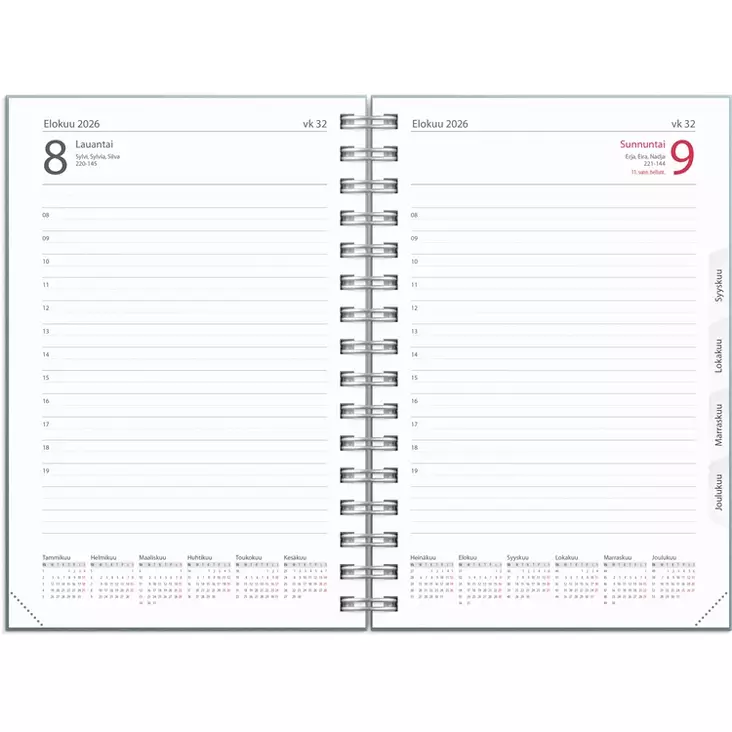 Kalenteri 2026 Päiväkirja Textile sininen - Pöytäkalenterit - 398030 - 1