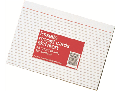 Kortistokortti A5 viivaus valkoinen/100 kpl paketti - Kirjoituspaperit ja lomakkeet, kortistot - 215130 - 1