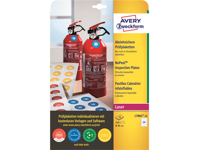 Lasertarra Avery L7806-10 No-Peel Ø30 mm tarkastustarra - Tarrat, kalvot ja etiketit - 225240 - 1