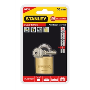 Messinkilukko Stanley normaalisanka 30 mm S742-030 - Kassalippaat, parkkikiekot, lukot, ym. - 605900 - 1