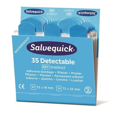 Muovilaastari Salvequick sininen 6x35 kpl - Ensiapu, työsuojaus ja työterveys - 270030 - 2