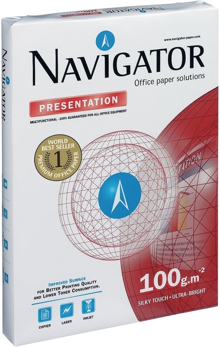 Kopiopaperi Navigator Presentation A4 100g, 500 arkkia - Valkoiset tulostuspaperit - NAVPRE100A4 - 1