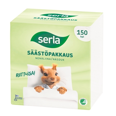 Nenäliina Serla 2-kertainen. valkoinen 150kpl/pkt - Suojaliinat, pefletit, kasvopyyhkeet - 577120 - 2