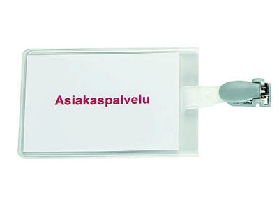 Nimikorttikotelo Durable klipsi 90x60mm pysty 25 kpl/pkt - Nimikortit, kongressineulat, kaulanauhat - 275520 - 1