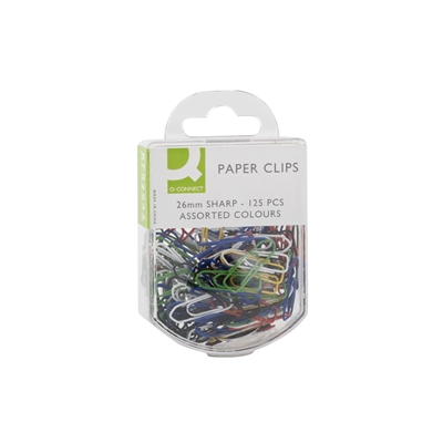 Paperiliitin Q-Connect 26 mm värillinen/125 - Paperiliittimet,-puristimet,liitinrasiat - 276250 - 2