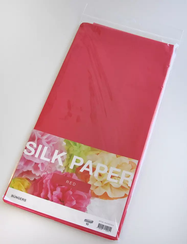 Silkkipaperi punainen 50x70cm 10-pack - Värilliset tulostuspaperit - BUN19010310 - 1