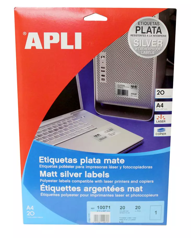 Tulostustarra 210x297 APLI 1-os hopea - Tarrat, kalvot ja etiketit - 127910 - 1
