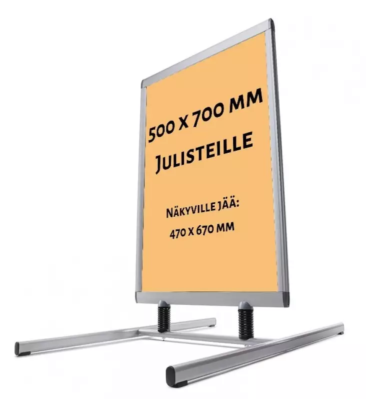 Ulkomainosteline 50x70cm tuulenkestävä Alumiini/hopea,kääntökehyksillä,1+1 - Ulkomainostelineet ja tarvikkeet - WTEE50x70 - 1