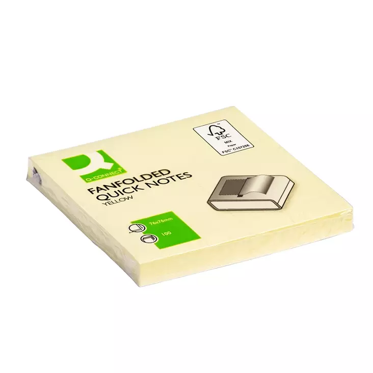 Viestilappu Q-Connect Z-Notes 76x76mm ke - Viestilaput, muistilaput, kuutiot - 236690 - 1