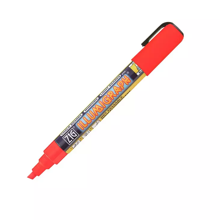 ZIG Illumigraph 6 mm fluoresoiva tussi viistokärki punainen - Lasitaulutussit, liidut - PMA-510020 - 1