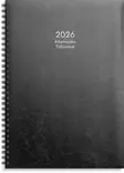 Kalenteri 2026 Aikamuistio musta keinonahkakansi parikierresidottu - Pöytäkalenterit - 398021 - 2