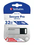 Verbatim USB 3.0 Drive Secure Data Pro muistitikku 32GB, Hopea - Muistitikut, CD-, DVD-levyt - VER32951 - 1