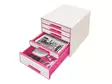 Vetolaatikosto Leitz WOW Cube 5-osainen valkoinen/pinkki - Säilytyslaatikot, -kuutiot - 283461 - 1